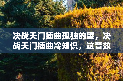 决战天门插曲孤独的望，决战天门插曲冷知识，这音效设计颠覆认知，让人目瞪口呆！