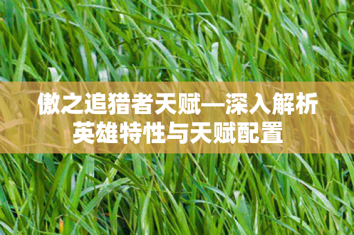深入解析英雄特性与天赋配置图片