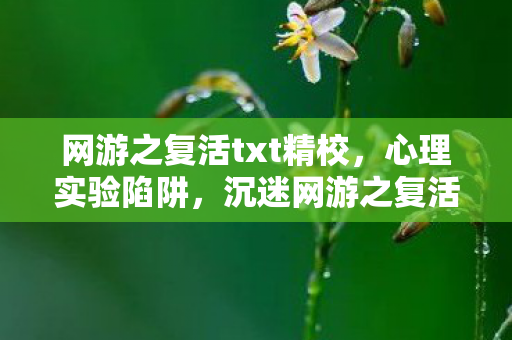 网游之复活txt精校，心理实验陷阱，沉迷网游之复活，细思极恐的自我囚禁