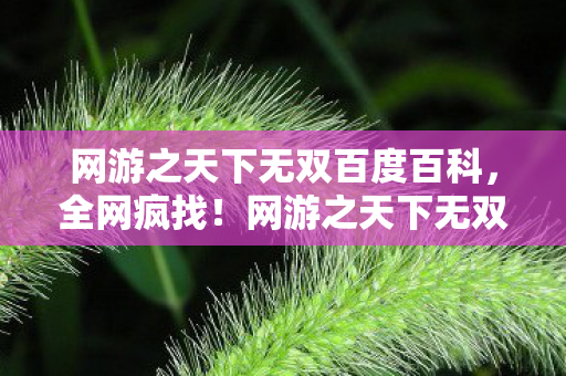 网游之天下无双百度百科,全网疯找!网游之天下无双99%玩家不知的隐藏结局曝光! 网游之天下无双百度百科,全网疯找!网游之天下无双99%玩家不知的隐藏结局曝光!