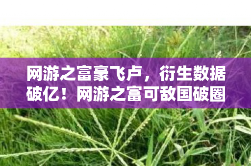 网游之富豪飞卢,衍生数据破亿!网游之富可敌国破圈音乐综艺,时尚圈上演意想不到的财富狂想 网游之富豪飞卢,衍生数据破亿!网游之富可敌国破圈音乐综艺,时尚圈上演意想不到的财富狂想
