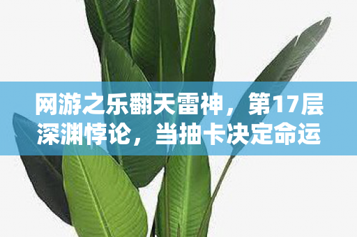 网游之乐翻天雷神,第17层深渊悖论,当抽卡决定命运时,自由意志竟是系统BUG? 网游之乐翻天雷神,第17层深渊悖论,当抽卡决定命运时,自由意志竟是系统BUG?
