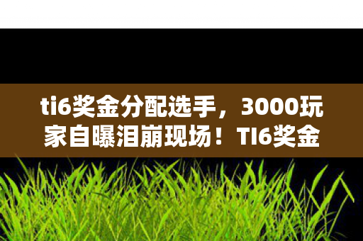 ti6奖金分配选手,3000玩家自曝泪崩现场!TI6奖金疑云背后,谁在网吧绷不住了? ti6奖金分配选手,3000玩家自曝泪崩现场!TI6奖金疑云背后,谁在网吧绷不住了?