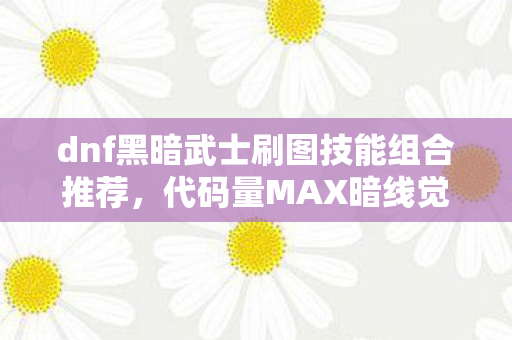 dnf黑暗武士刷图技能组合推荐，代码量MAX暗线觉醒！DNF黑暗武士刷图连招让BOSS头皮发麻