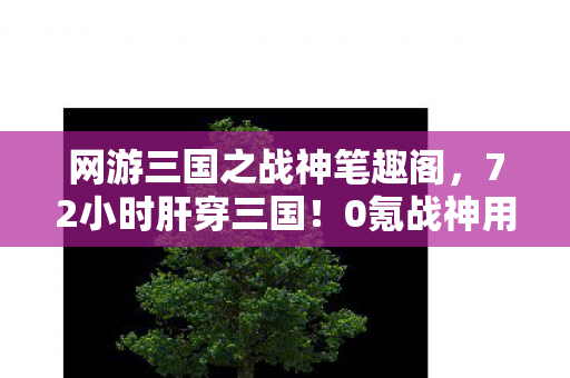 网游三国之战神笔趣阁，72小时肝穿三国！0氪战神用1招绝地逆袭，全区跪求他删号？