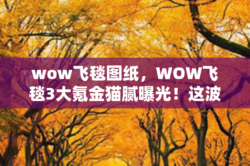 wow飞毯图纸，WOW飞毯3大氪金猫腻曝光！这波创新让我上头到想摔键盘