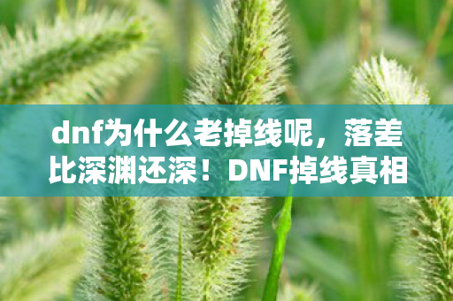 dnf为什么老掉线呢,落差比深渊还深!DNF掉线真相,笑着骂策划,哭着充点券 dnf为什么老掉线呢,落差比深渊还深!DNF掉线真相,笑着骂策划,哭着充点券
