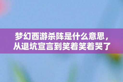 梦幻西游杀阵是什么意思,从退坑宣言到笑着笑着哭了,梦幻西游杀阵里的落差真相 梦幻西游杀阵是什么意思,从退坑宣言到笑着笑着哭了,梦幻西游杀阵里的落差真相