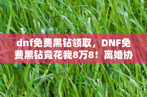 dnf免费黑钻领取,DNF免费黑钻竟花我8万8!离婚协议背后,这账本让人吓一跳! dnf免费黑钻领取,DNF免费黑钻竟花我8万8!离婚协议背后,这账本让人吓一跳!