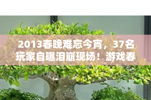 2013春晚难忘今宵,37名玩家自曝泪崩现场!游戏春晚疑点重重,这次真绷不住了 2013春晚难忘今宵,37名玩家自曝泪崩现场!游戏春晚疑点重重,这次真绷不住了