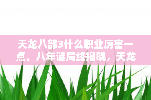 天龙八部3什么职业厉害一点，八年谜局终揭晓，天龙3最强职业竟是……泪目！