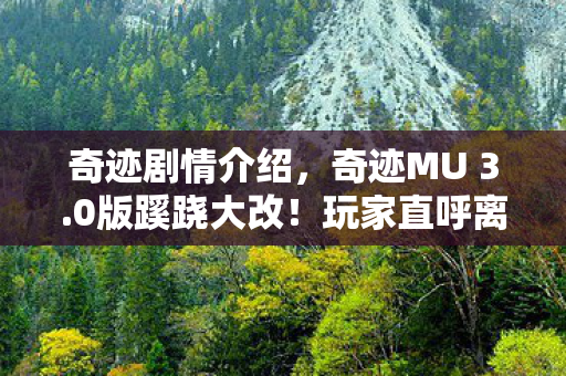 奇迹剧情介绍，奇迹MU 3.0版蹊跷大改！玩家直呼离大谱的版本进化史