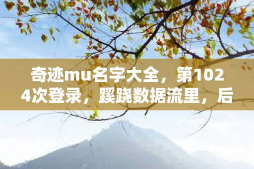奇迹mu名字大全,第1024次登录,蹊跷数据流里,后背发凉的十年逃亡真相 奇迹mu名字大全,第1024次登录,蹊跷数据流里,后背发凉的十年逃亡真相