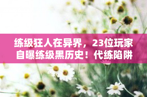 练级狂人在异界，23位玩家自曝练级黑历史！代练陷阱竟让大神当场破防，这操作我绷不住了