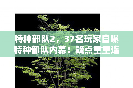 特种部队2，37名玩家自曝特种部队内幕！疑点重重连策划都绷不住了