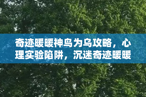 奇迹暖暖神鸟为乌攻略，心理实验陷阱，沉迷奇迹暖暖神鸟为乌，细思极恐的自我囚禁