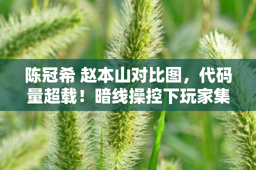 陈冠希 赵本山对比图,代码量超载!暗线操控下玩家集体头皮发麻,当游戏文明反噬现实法则 陈冠希 赵本山对比图,代码量超载!暗线操控下玩家集体头皮发麻,当游戏文明反噬现实法则