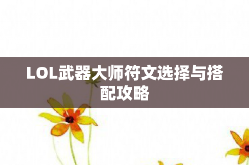 LOL武器大师符文选择与搭配攻略图片