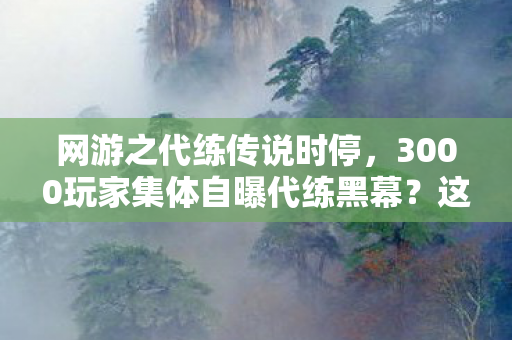网游之代练传说时停，3000玩家集体自曝代练黑幕？这波操作让官方都绷不住了！