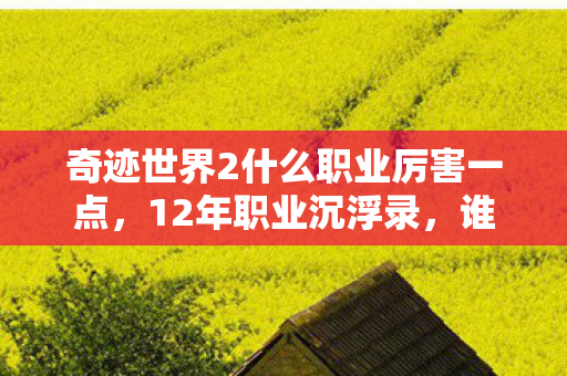 奇迹世界2什么职业厉害一点,12年职业沉浮录,谁才是奇迹世界2的终极答案?泪目真相 奇迹世界2什么职业厉害一点,12年职业沉浮录,谁才是奇迹世界2的终极答案?泪目真相