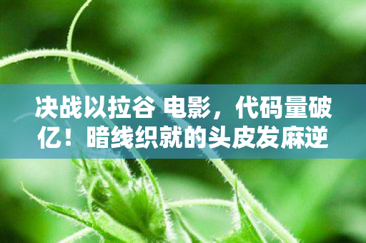决战以拉谷 电影,代码量破亿!暗线织就的头皮发麻逆袭,以拉谷的社恐指挥官 决战以拉谷 电影,代码量破亿!暗线织就的头皮发麻逆袭,以拉谷的社恐指挥官