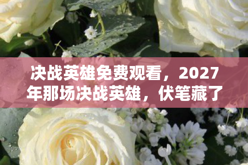 决战英雄免费观看,2027年那场决战英雄,伏笔藏了十年,如今想起鼻子一酸 决战英雄免费观看,2027年那场决战英雄,伏笔藏了十年,如今想起鼻子一酸