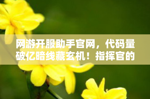网游开服助手官网,代码量破亿暗线藏玄机!指挥官的头皮发麻逆袭路 网游开服助手官网,代码量破亿暗线藏玄机!指挥官的头皮发麻逆袭路