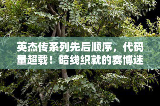 英杰传系列先后顺序,代码量超载!暗线织就的赛博迷宫,头皮发麻的认知革命已降临 英杰传系列先后顺序,代码量超载!暗线织就的赛博迷宫,头皮发麻的认知革命已降临
