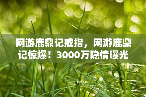 网游鹿鼎记戒指,网游鹿鼎记惊爆!3000万隐情曝光,策划案被毙真相让人吓一跳! 网游鹿鼎记戒指,网游鹿鼎记惊爆!3000万隐情曝光,策划案被毙真相让人吓一跳!