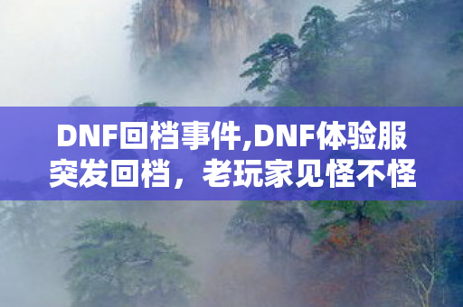 DNF回档事件,DNF体验服突发回档，老玩家见怪不怪，背后藏着新版本测试的调整信号