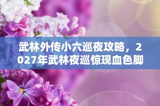 武林外传小六巡夜攻略,2027年武林夜巡惊现血色脚印!连环悬案背后,毛骨悚然真相竟是…… 武林外传小六巡夜攻略,2027年武林夜巡惊现血色脚印!连环悬案背后,毛骨悚然真相竟是……