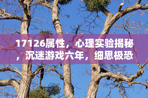17126属性,心理实验揭秘,沉迷游戏六年,细思极恐的自我麻醉真相 17126属性,心理实验揭秘,沉迷游戏六年,细思极恐的自我麻醉真相
