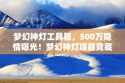 梦幻神灯工具箱，500万隐情曝光！梦幻神灯项目竟藏着这秘密，真让人吓一跳！