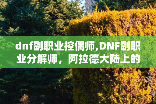 dnf副职业控偶师,DNF副职业分解师，阿拉德大陆上的平民致富小能手