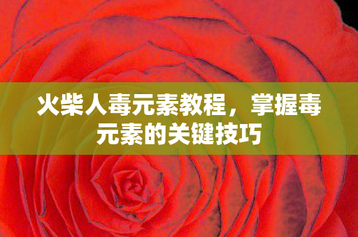 掌握毒元素的关键技巧图片