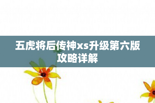 五虎将后传神xs升级第六版攻略详解图片