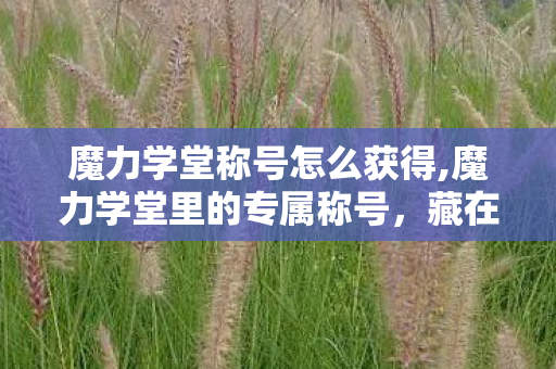 魔力学堂称号怎么获得,魔力学堂里的专属称号,藏在青春回忆里的闪光印记 魔力学堂称号怎么获得,魔力学堂里的专属称号,藏在青春回忆里的闪光印记