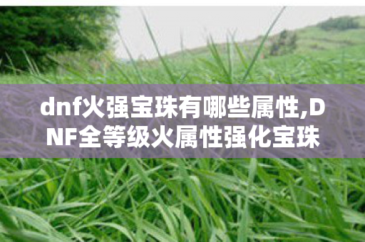 dnf火强宝珠有哪些属性,DNF全等级火属性强化宝珠盘点 不同阶段适配选择指南 dnf火强宝珠有哪些属性,DNF全等级火属性强化宝珠盘点 不同阶段适配选择指南
