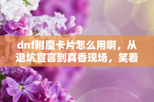 dnf附魔卡片怎么用啊,从退坑宣言到真香现场,笑着笑着哭了,附魔卡真相太扎心 dnf附魔卡片怎么用啊,从退坑宣言到真香现场,笑着笑着哭了,附魔卡真相太扎心