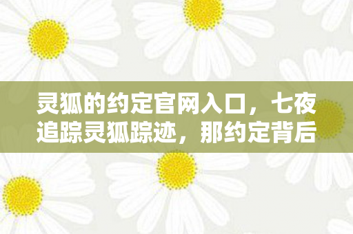 灵狐的约定官网入口,七夜追踪灵狐踪迹,那约定背后竟藏着惊天秘密? 灵狐的约定官网入口,七夜追踪灵狐踪迹,那约定背后竟藏着惊天秘密?