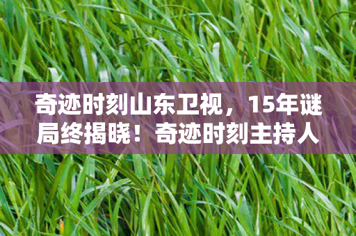 奇迹时刻山东卫视,15年谜局终揭晓!奇迹时刻主持人身份泪目公开 奇迹时刻山东卫视,15年谜局终揭晓!奇迹时刻主持人身份泪目公开