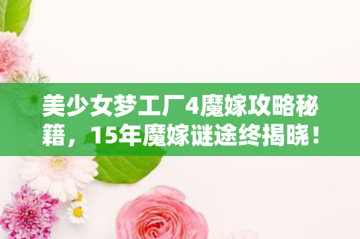 美少女梦工厂4魔嫁攻略秘籍，15年魔嫁谜途终揭晓！当服务器熄灭那刻我泪目了