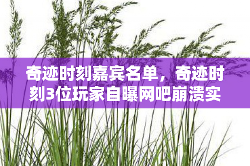 奇迹时刻嘉宾名单,奇迹时刻3位玩家自曝网吧崩溃实录,疑点重重,这次真绷不住了! 奇迹时刻嘉宾名单,奇迹时刻3位玩家自曝网吧崩溃实录,疑点重重,这次真绷不住了!