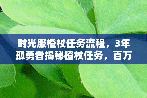 时光服橙杖任务流程,3年孤勇者揭秘橙杖任务,百万玩家泪目,你竟是隐藏BOSS? 时光服橙杖任务流程,3年孤勇者揭秘橙杖任务,百万玩家泪目,你竟是隐藏BOSS?