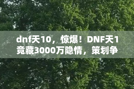 dnf天10,惊爆!DNF天1竟藏3000万隐情,策划争吵背后让人吓一跳! dnf天10,惊爆!DNF天1竟藏3000万隐情,策划争吵背后让人吓一跳!