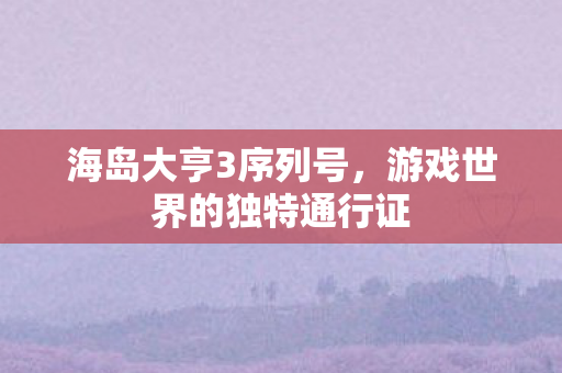 游戏世界的独特通行证图片
