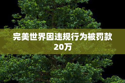完美世界因违规行为被罚款20万图片