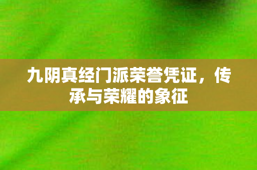 九阴真经门派荣誉凭证图片