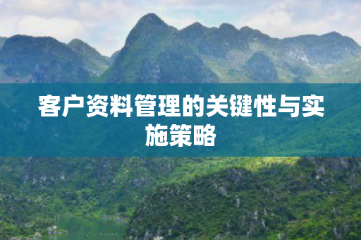 客户资料管理的关键性与实施策略图片