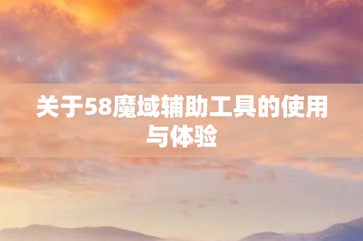 关于58魔域辅助工具的使用与体验图片